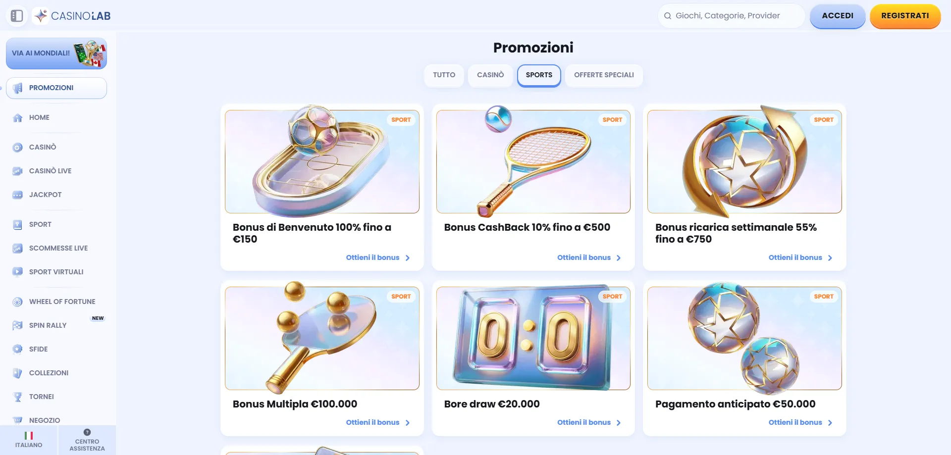 Casinolab bonus di benvenuto fino a 500 euro e 200 giri gratuiti